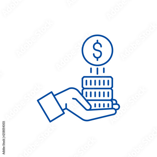 Sponsorship money line concept icon. Sponsorship money flat  vector website sign, outline symbol, illustration.