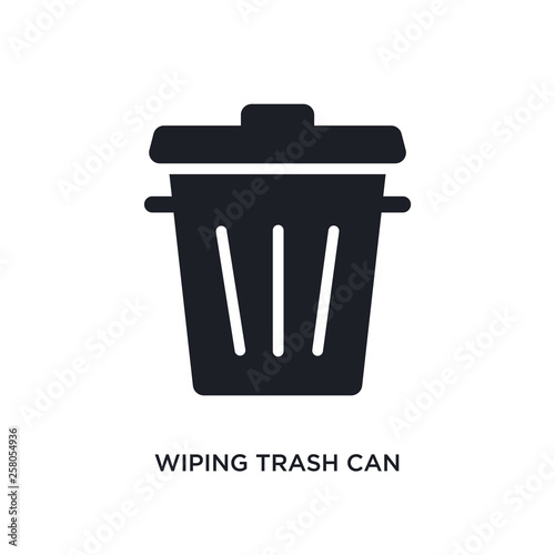 wiping trash can isolated icon. simple element illustration from cleaning concept icons. wiping trash can editable logo sign symbol design on white background. can be use for web and mobile