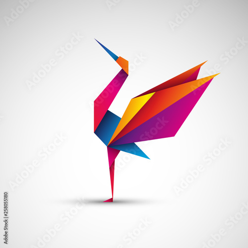 Żuraw origami. Logo wektor