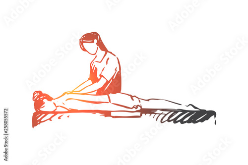 Salon, massage, therapy, body, care concept. Hand drawn isolated vector.