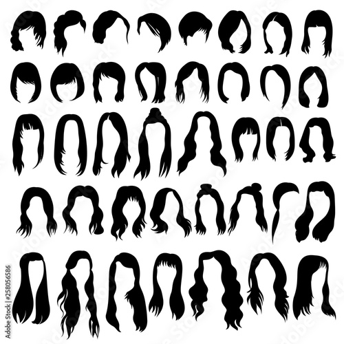 Set of hairstyles and haircuts templates on white background
