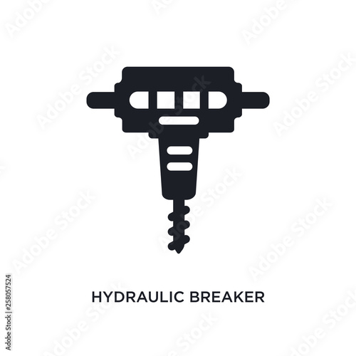 hydraulic breaker isolated icon. simple element illustration from construction concept icons. hydraulic breaker editable logo sign symbol design on white background. can be use for web and mobile
