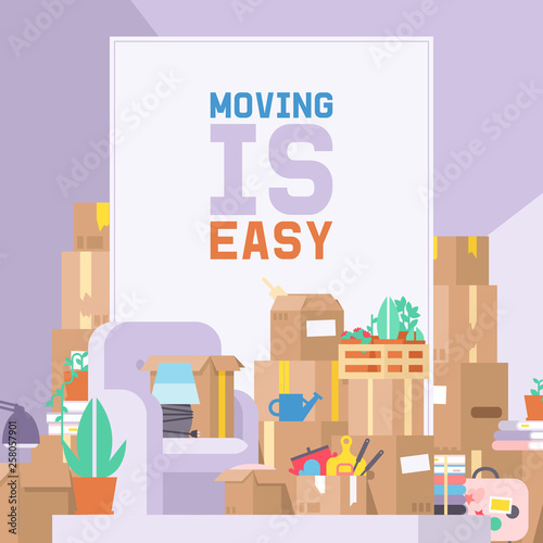 Moving vector delivery service delivering parcel box or package illustration backdrop deliveryman removing furniture sofa to apartment home background