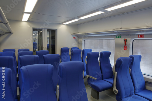 Comfortable soft seats in a high-speed express train car