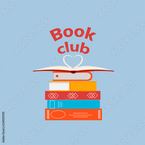 Book club logo template design for promo, flyer, cover, and posters. Vector illustration