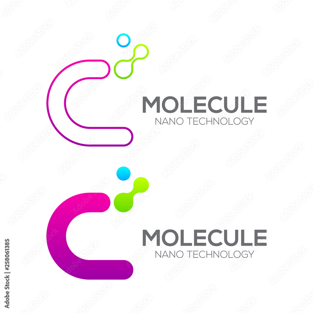 Obraz premium Letter C with Dot and Curve ,Circles shape connected, Molecule and Nano Technology logotype, innovation tech, Medicine, Science, Laboratory, Cosmetics