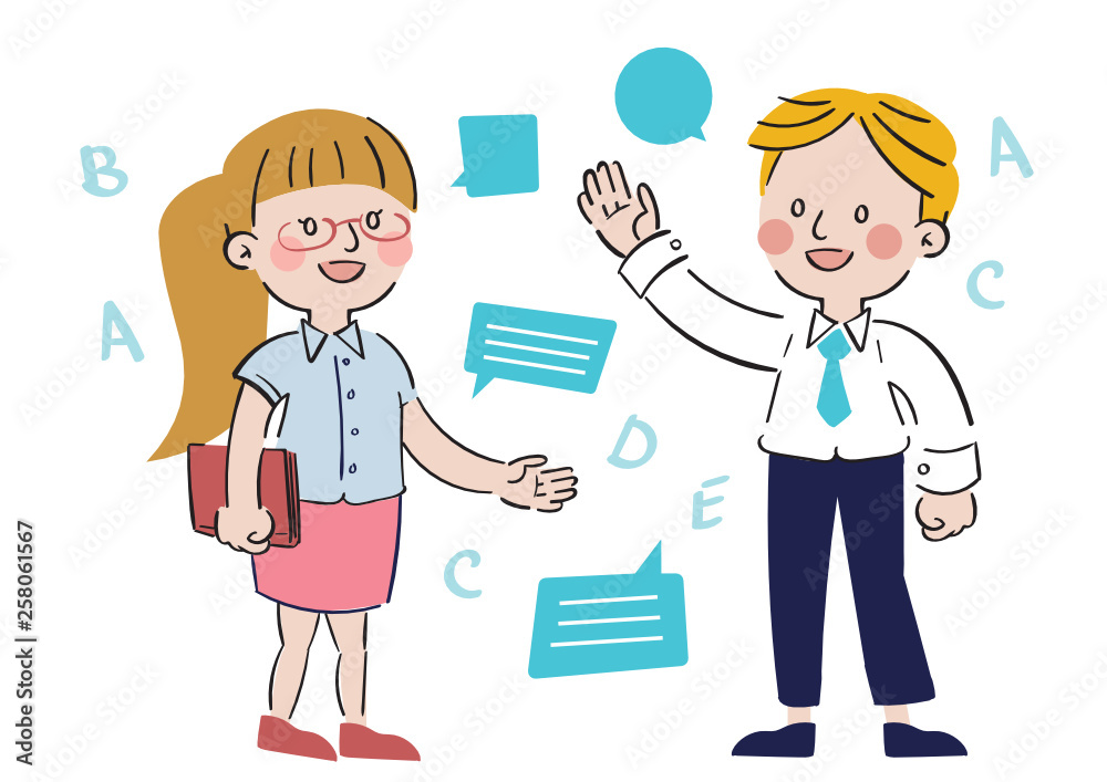 hand drawn person characters and communication bubble hand drawn person characters and communication bubble