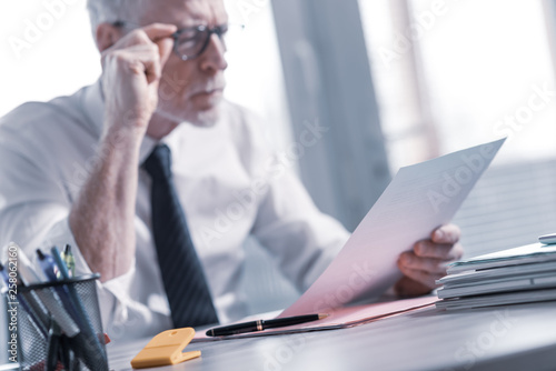 Businessman checking a document