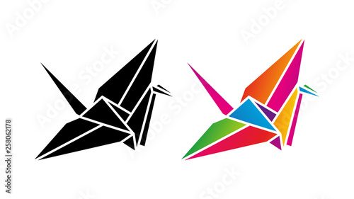 Żuraw origami low poly. Logo wektor