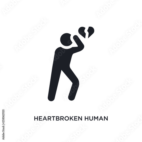 heartbroken human isolated icon. simple element illustration from feelings concept icons. heartbroken human editable logo sign symbol design on white background. can be use for web and mobile