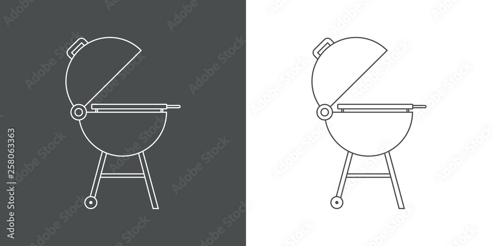 Icono plano lineal grill en gris y blanco