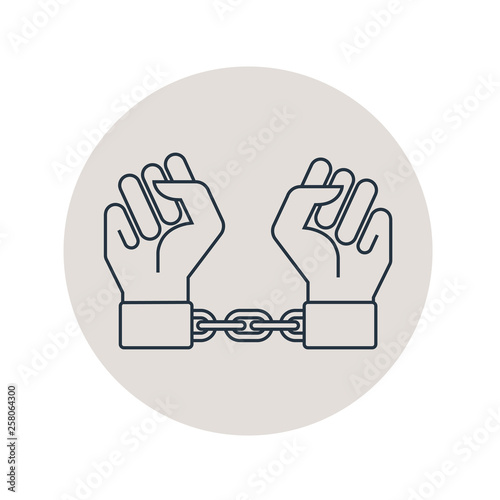 Icono plano manos con cadena en círculo color gris