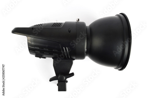 Studio flash on white background	