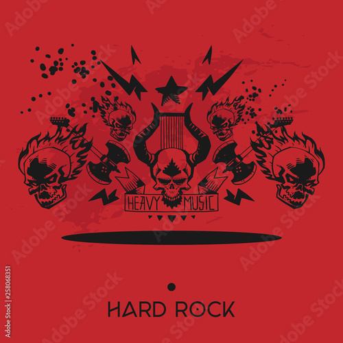 Heavy metal pattern vector rock music design musical festival event concert skull tattoo background illustration rocked backdrop wallpaper
