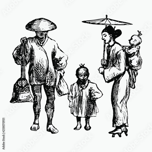 Traditional Japanese peasant family