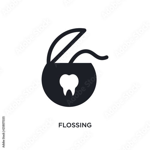 flossing isolated icon. simple element illustration from hygiene concept icons. flossing editable logo sign symbol design on white background. can be use for web and mobile