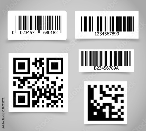 Barcodes and qr codes vector set, collection