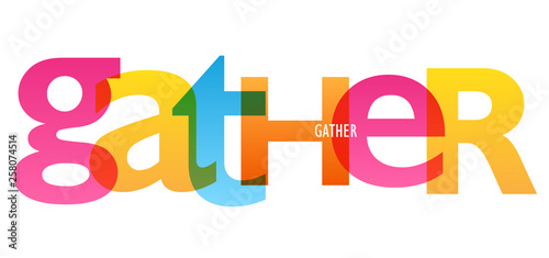 GATHER colorful typography banner