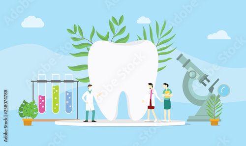 dental health concept with doctor and some equipment - vector