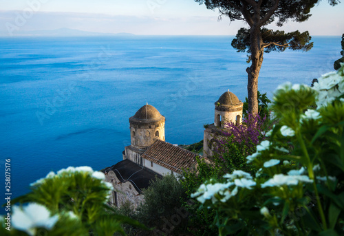 Sightseeing Villa Rufolo and it's gardens in Ravello mountaintop setting on Italy's most beautiful coastline, Ravello, Italy