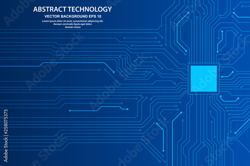 Abstract futuristic circuit board Illustration, high computer technology dark blue color background. Hi-tech digital technology concept. vector illustration