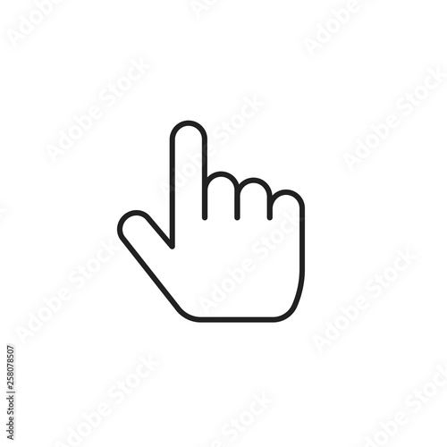Pointer finger icon vector symbol, thin line outline index thumb isolated clipart