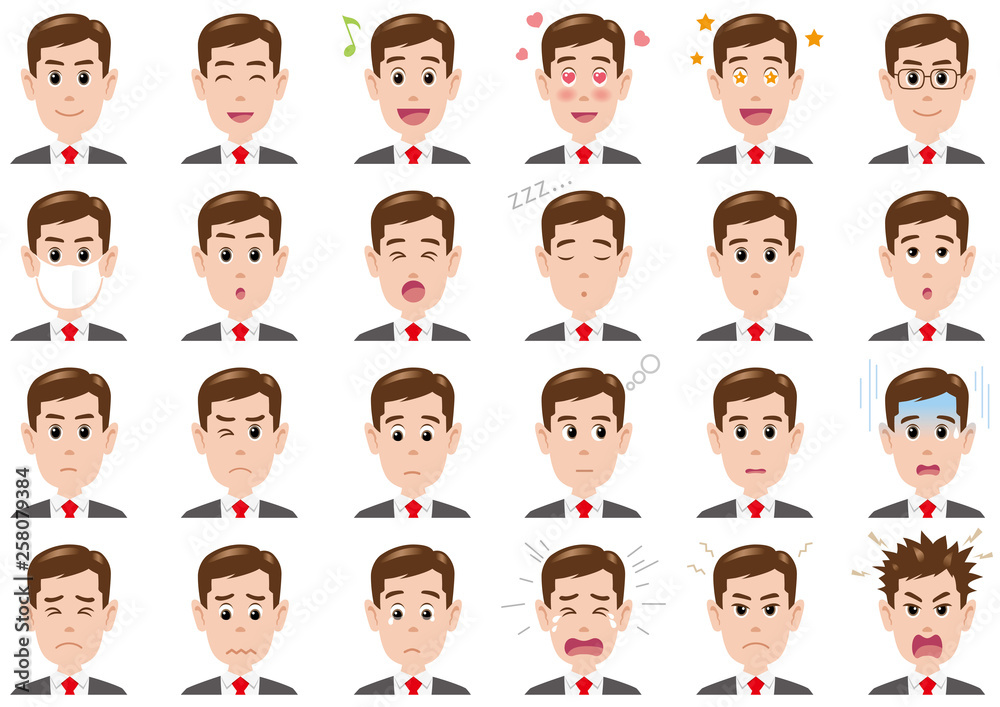 ビジネスマン 表情イラストセット ビジネスマン 表情イラストセット