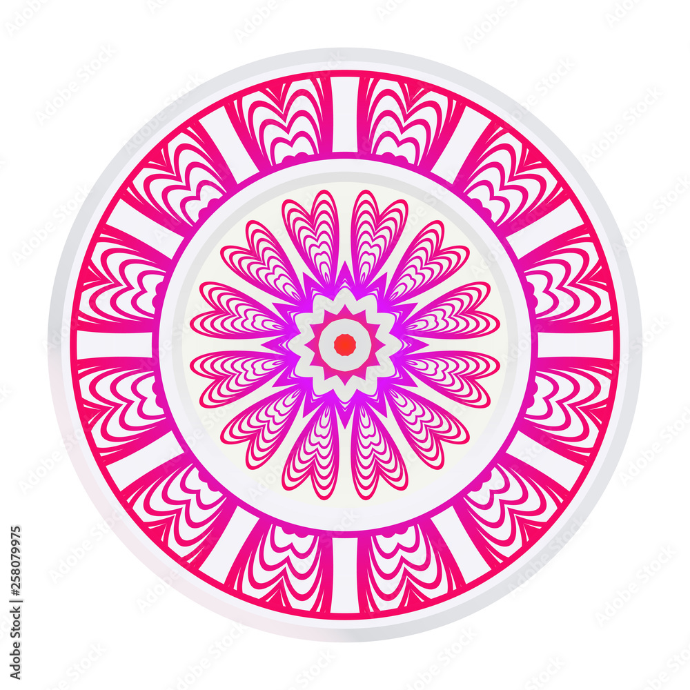 Design Floral Mandala Ornament. Vector Illustration. For Coloring Book, Greeting Card, Invitation, Tattoo. Anti-Stress Therapy Pattern