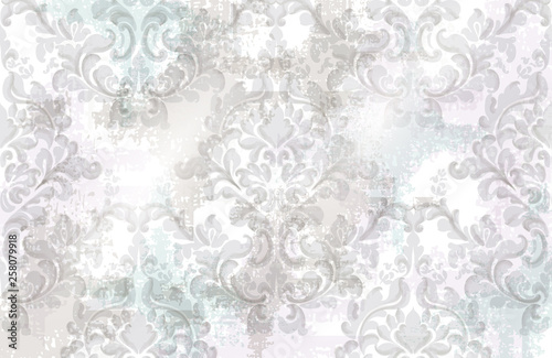 Fototapeta Naklejka Na Ścianę i Meble -  Baroque texture pattern Vector. Floral ornament decoration. Victorian engraved retro design. Vintage grunge fabric decors. Luxury fabrics
