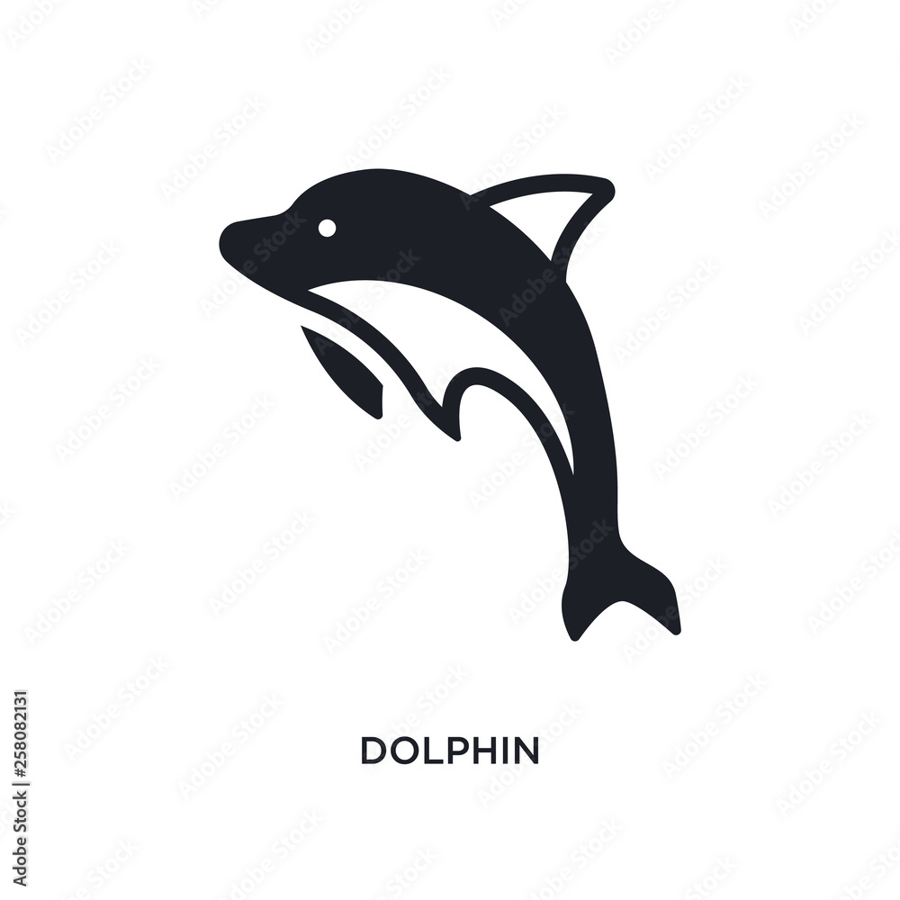 Fototapeta premium dolphin isolated icon. simple element illustration from nautical concept icons. dolphin editable logo sign symbol design on white background. can be use for web and mobile