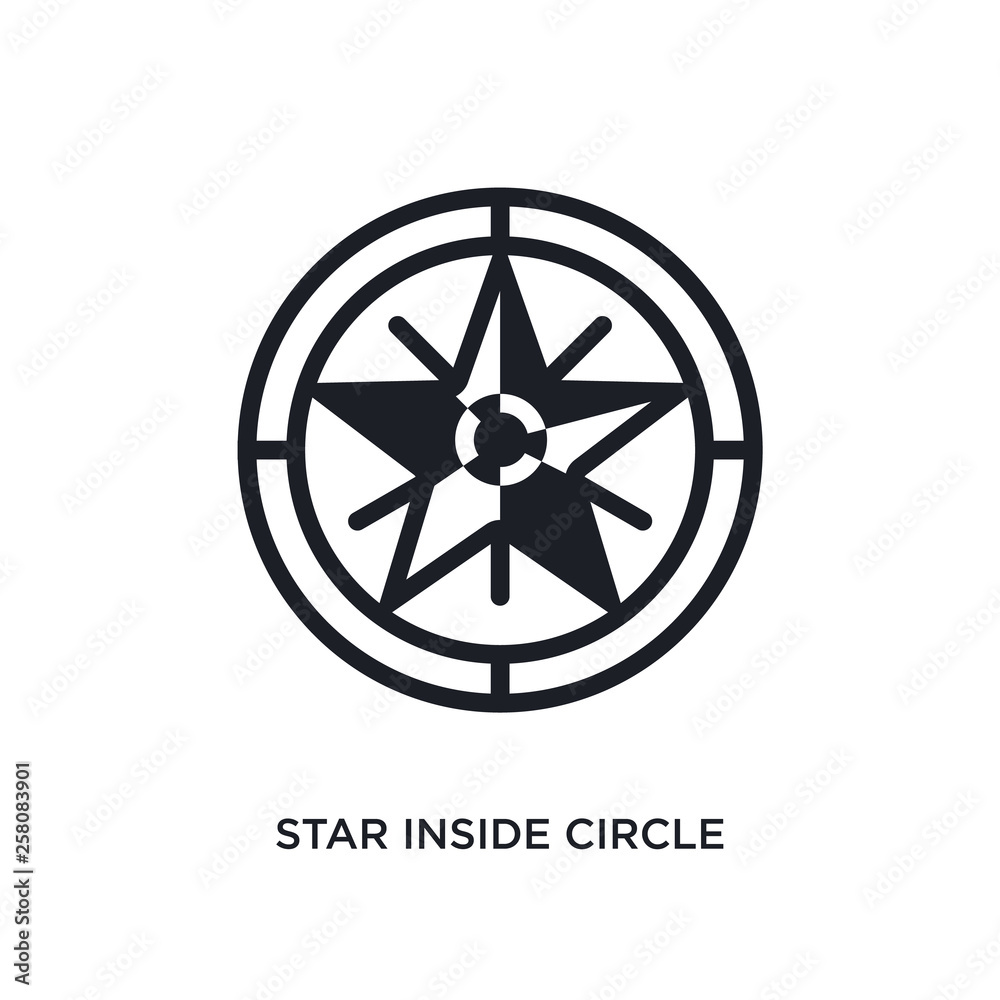 star inside circle isolated icon. simple element illustration from nautical concept icons. star inside circle editable logo sign symbol design on white background. can be use for web and mobile