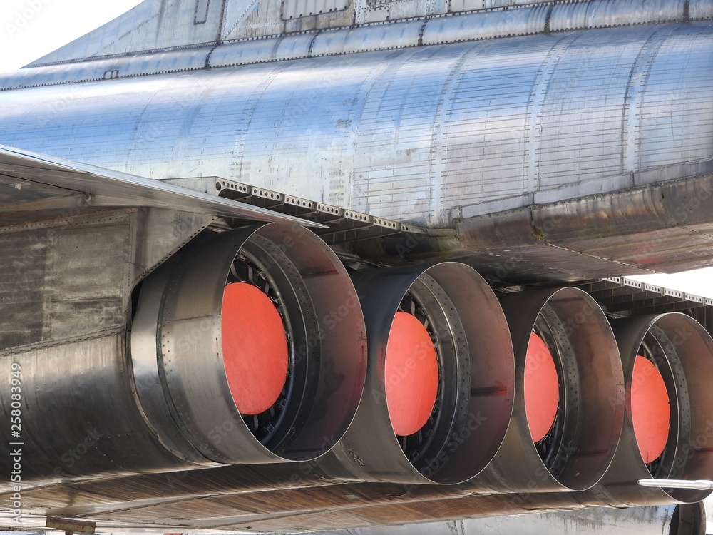 Parts of the old aircraft engine. Nuts connecting tubes, nozzles, cylinders, insulation of the combustion chamber.