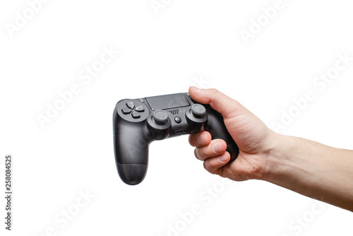 Male hands isolated on white abstract background with