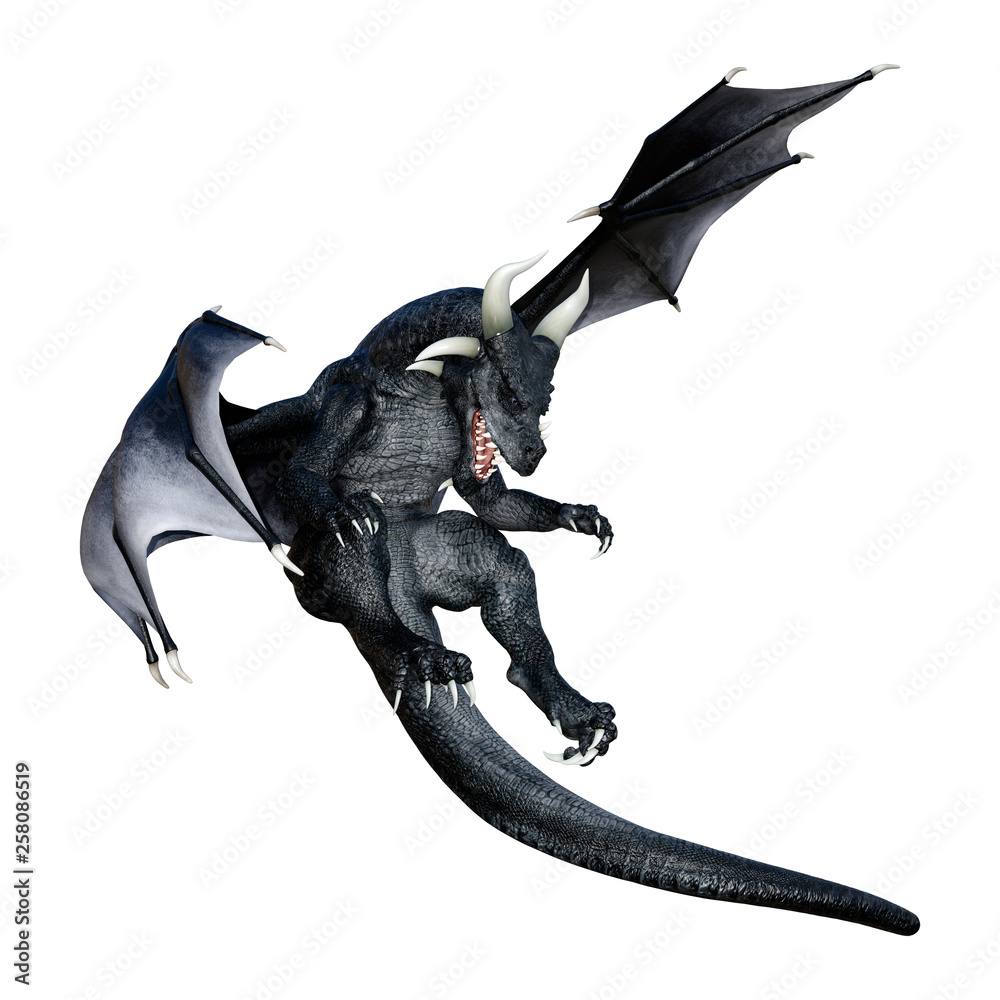 Fototapeta premium 3D Rendering Fairy Tale Dragon on White