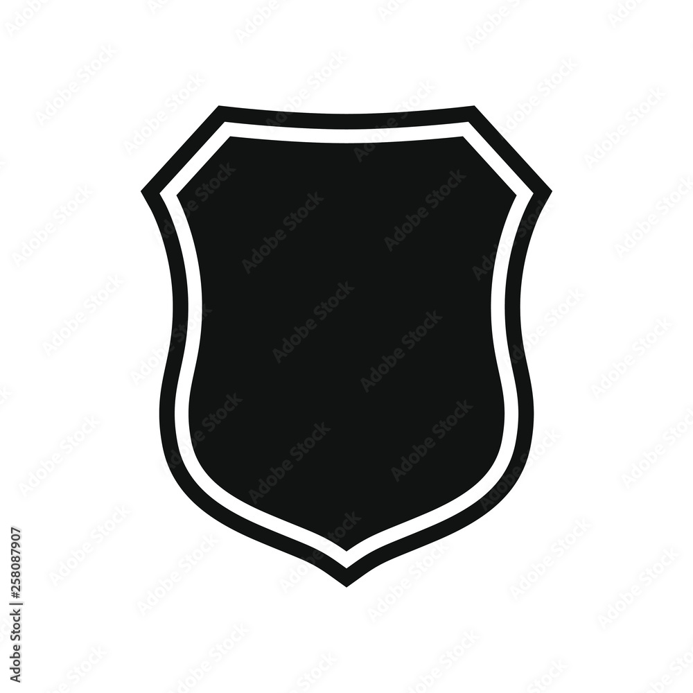 Shield icon. Protection symbol. Isolated sign black shield on white background. Vector illustration