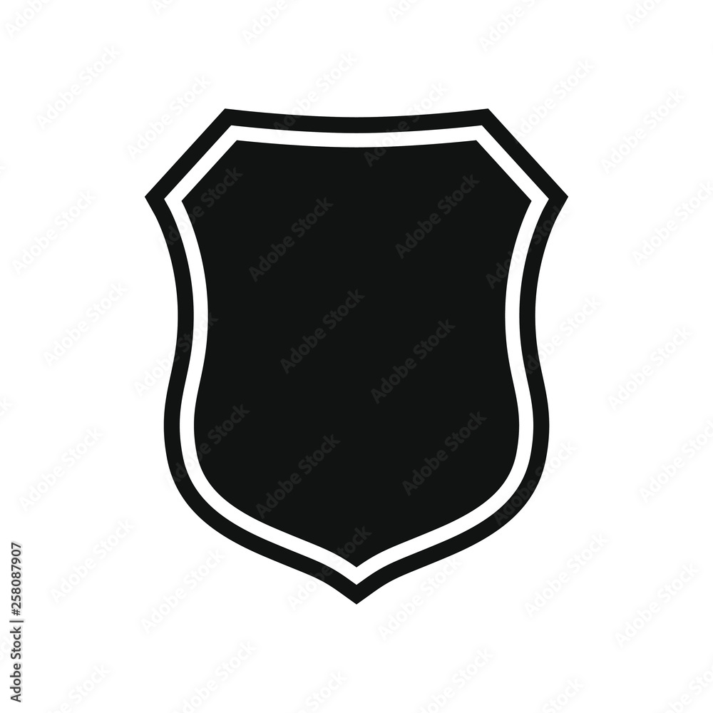 Shield icon. Protection symbol. Isolated sign black shield on white background. Vector illustration Shield icon. Protection symbol. Isolated sign black shield on white background. Vector illustration