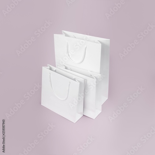White paper bag isolated on simple background
