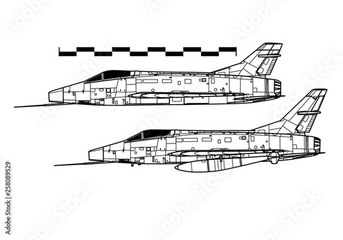 North American F-100 SUPER SABRE. Outline drawing