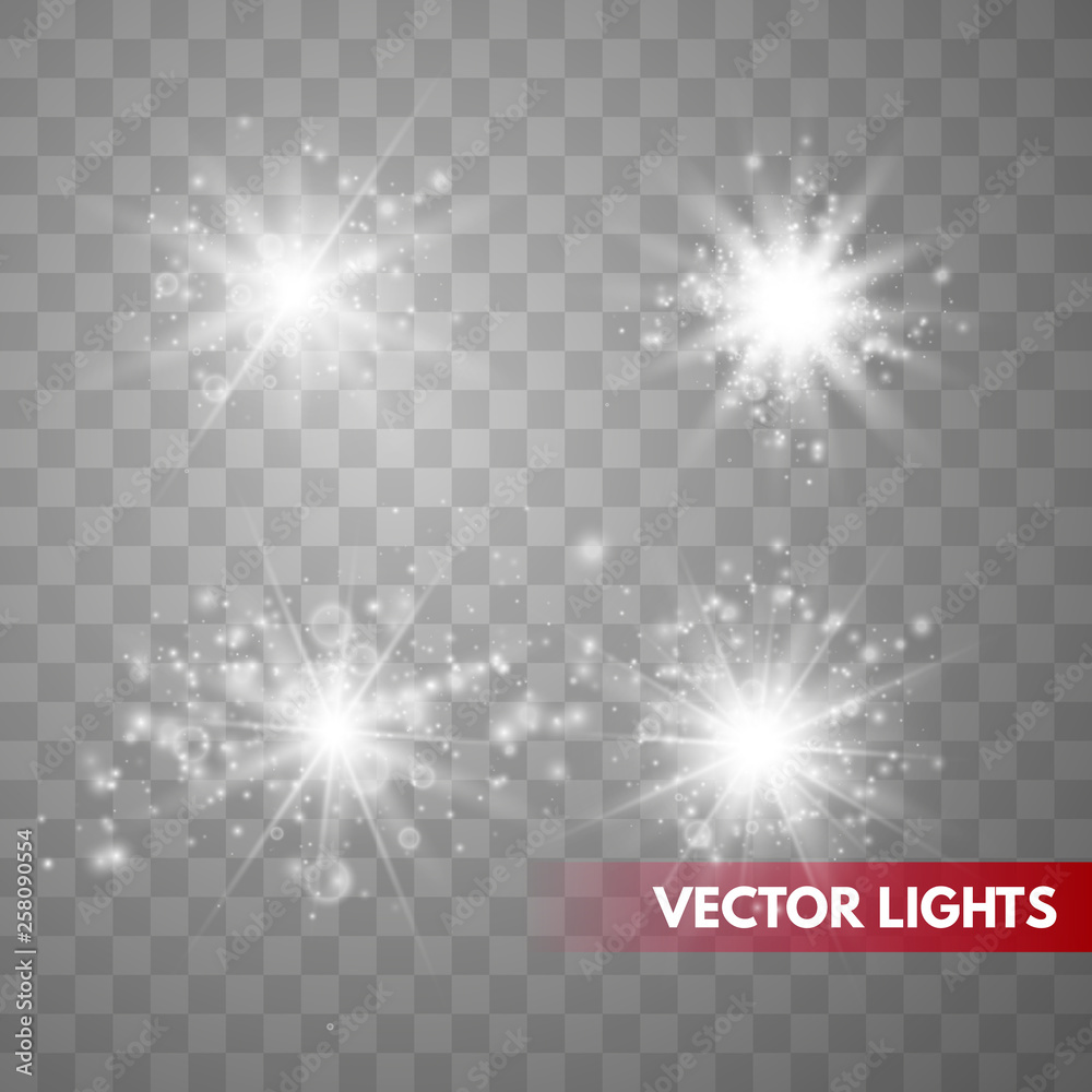 Set Of Sparks Isolated. Vector Glowing Stars. Lens Flares and Sparkles Template For Your Design Set Of Sparks Isolated. Vector Glowing Stars. Lens Flares and Sparkles Template For Your Design
