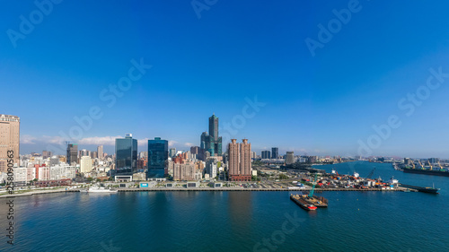 Kaohsiung city and Kaohsiung harbor, Taiwan, Aerial view. © Kalyakan
