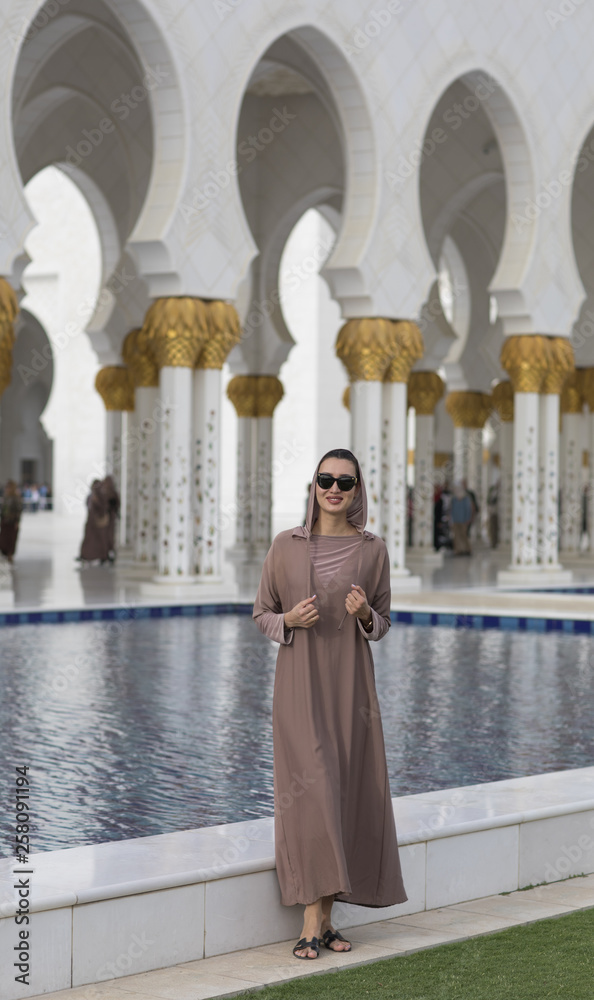 Arab woman in Sheikh Zayed Grand Mosque, Abu Dhabi.