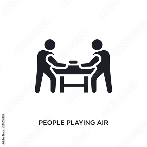 people playing air hockey isolated icon. simple element illustration from recreational games concept icons. people playing air hockey editable logo sign symbol design on white background. can be use