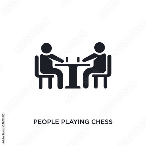 people playing chess isolated icon. simple element illustration from recreational games concept icons. people playing chess editable logo sign symbol design on white background. can be use for web