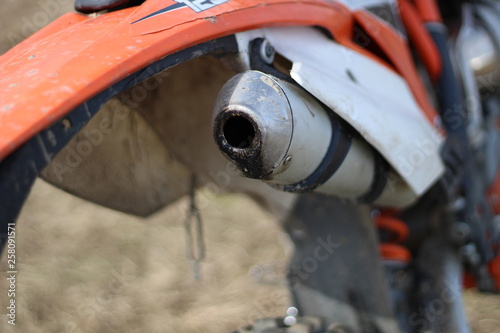 Details of a cross-country motorcycle. Motor sports. Spare parts