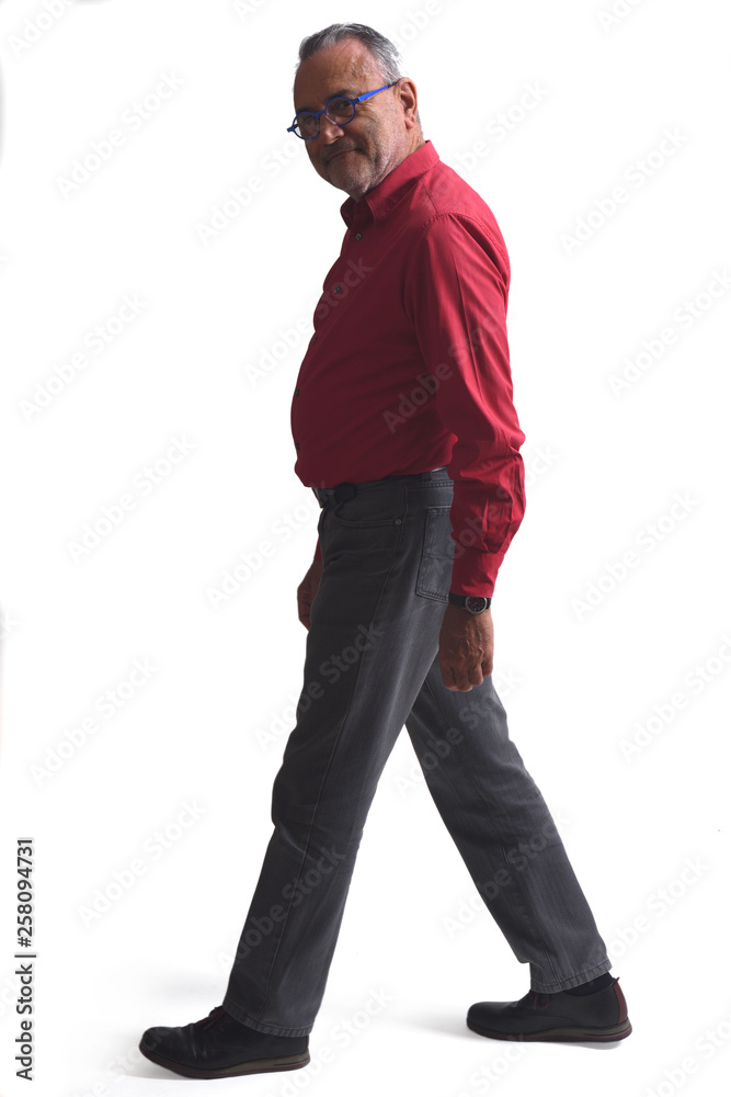 Fototapeta premium man waling on white background