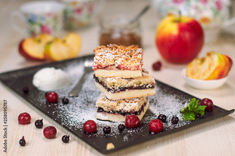 Still life on the table. Sweet cake and a hot drink . Still life on the table. Sweet cake and a hot drink .