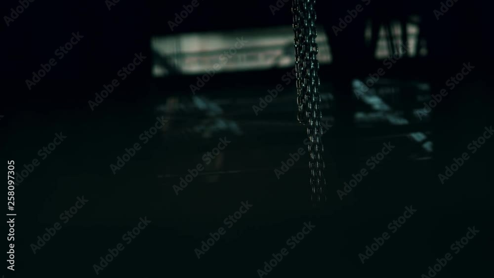 Close-up Of A Thick Chain Forklift At A Metal Manufacturing Close-up Of A Thick Chain Forklift At A Metal Manufacturing