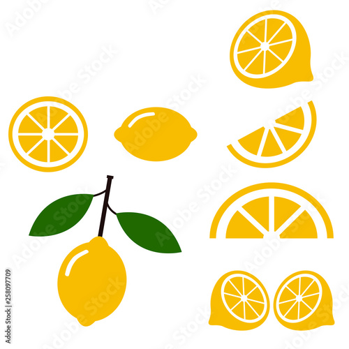 Set of isolated yellow icons on lemon lime theme