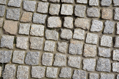 cobblestones on the ground of a city avenue