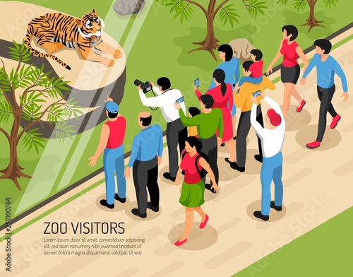 Zoo Visitors Isometric Illustration